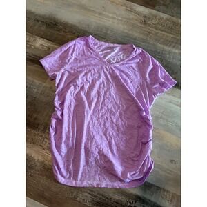Lane Bryant Ruched Side Tee Purple V-Neck Short Sleeve Knit Top Womens 14/16